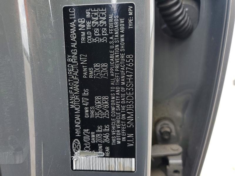 Aukcja sprzedaży 2025 Hyundai Tucson, vin: 5NMJB3DE3SH477658, numer aukcji: 56238086