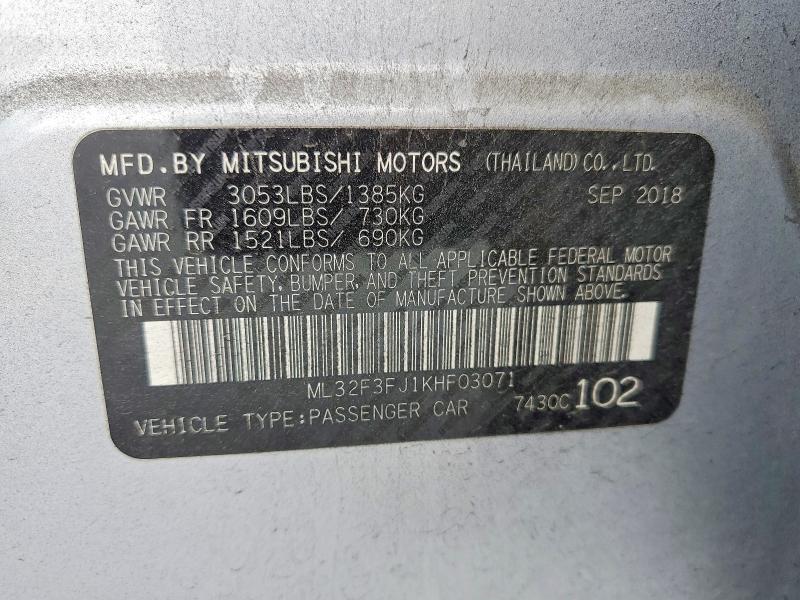 Продаж на аукціоні авто 2019 Mitsubishi Mirage, vin: ML32F3FJ1KHF03071, номер лоту: 55720436