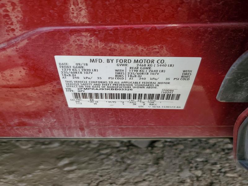 Продаж на аукціоні авто 2019 Ford Edge, vin: 2FMPK4J93KBB03326, номер лоту: 55715016