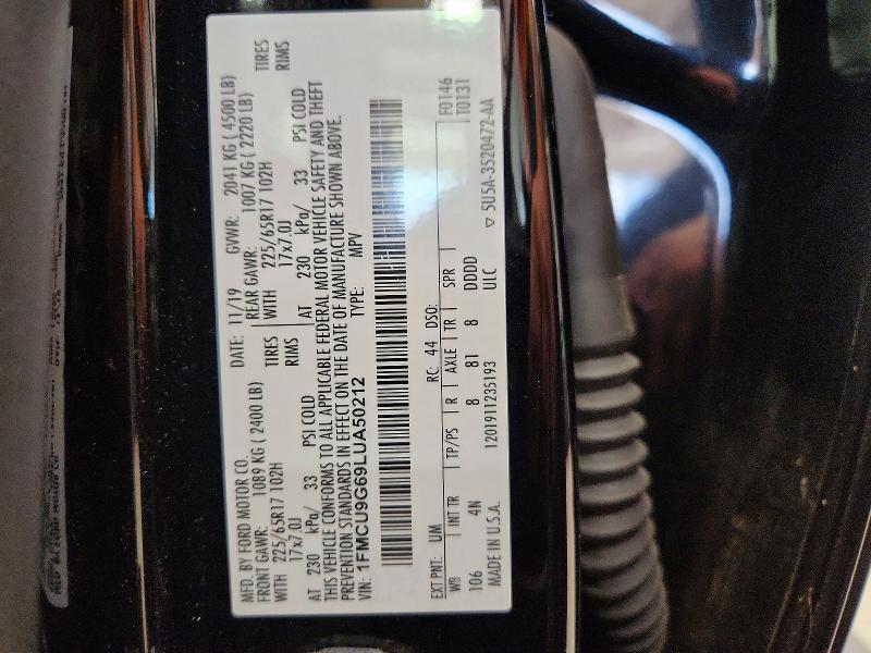 Aukcja sprzedaży 2020 Ford Escape, vin: 1FMCU9G69LUA50212, numer aukcji: 59138326