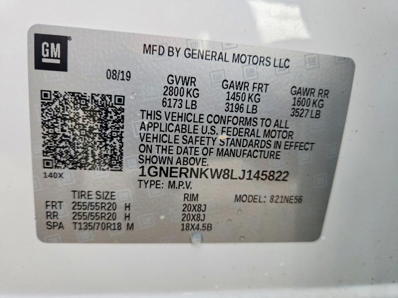 58105666 :رقم المزاد ، 1GNERNKW8LJ145822 vin ، 2020 Chevrolet Traverse مزاد بيع