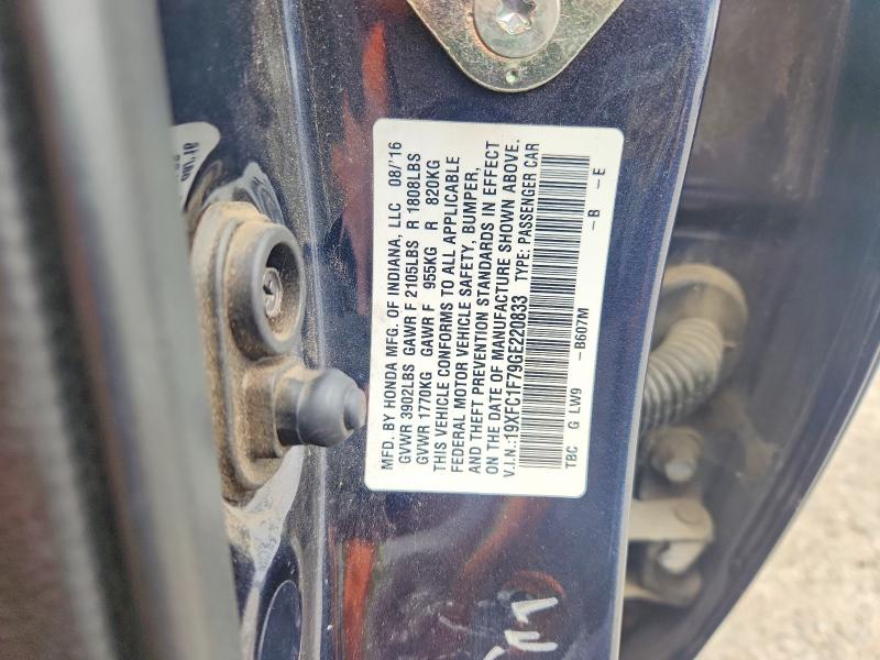 Aukcja sprzedaży 2016 Honda Civic, vin: 19XFC1F79GE220833, numer aukcji: 58329326