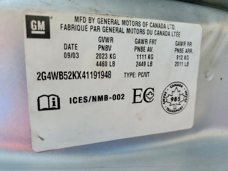 Продаж на аукціоні авто 2004 Buick Regal, vin: 2G4WB52KX41191948, номер лоту: 58993146
