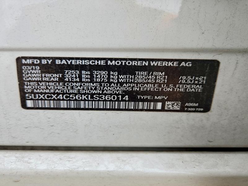 58847236 :رقم المزاد ، 5UXCX4C56KLS36014 vin ، 2019 Bmw X7 مزاد بيع