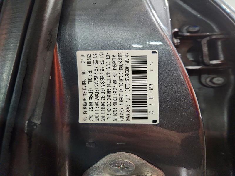 58497526 :رقم المزاد ، 5J8TB1H58AA003903 vin ، 2010 Acura Rdx مزاد بيع