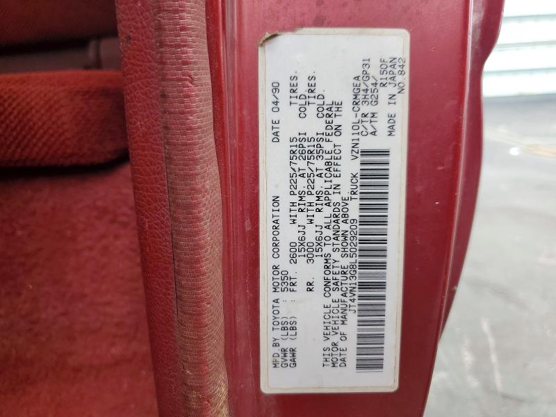 1990 Toyota Pickup მანქანა იყიდება აუქციონზე, vin: JT4VN13G8L5029209, აუქციონის ნომერი: 56505556