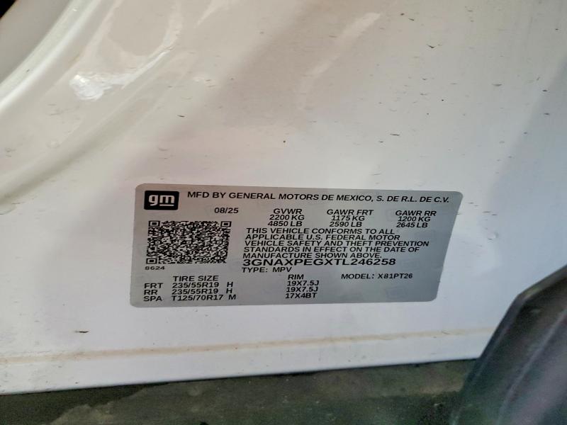 Aukcja sprzedaży 2026 Chevrolet Equinox, vin: 3GNAXPEGXTL246258, numer aukcji: 71072386