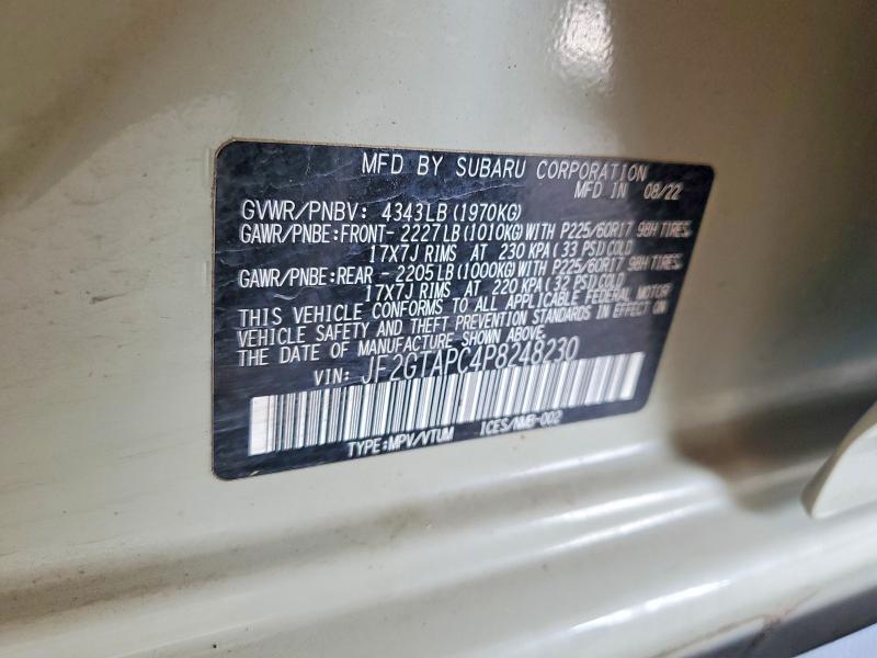 55690166 :رقم المزاد ، JF2GTAPC4P8248230 vin ، 2023 Subaru Crosstrek مزاد بيع