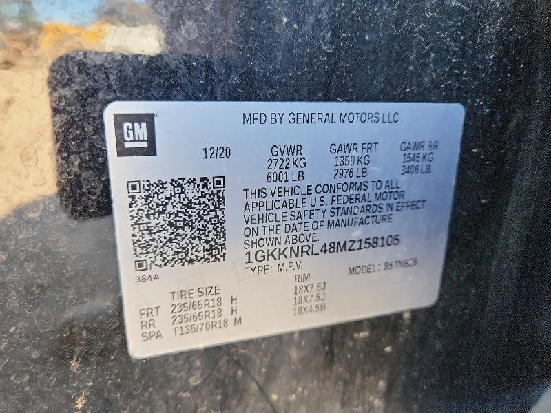 55933886 :رقم المزاد ، 1GKKNRL48MZ158105 vin ، 2021 Gmc Acadia مزاد بيع