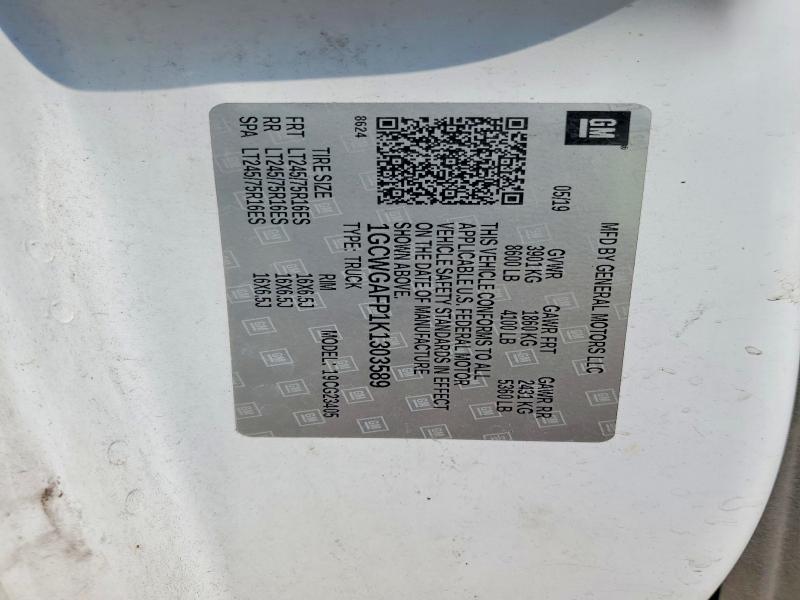 Продажа на аукционе авто 2019 Chevrolet Express G2500, vin: 1GCWGAFP1K1303589, номер лота: 74514575