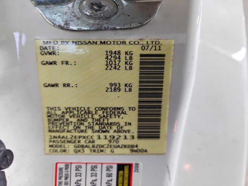 Продажа на аукционе авто 2012 Nissan Altima, vin: 1N4AL2EPXCC119213, номер лота: 57707936