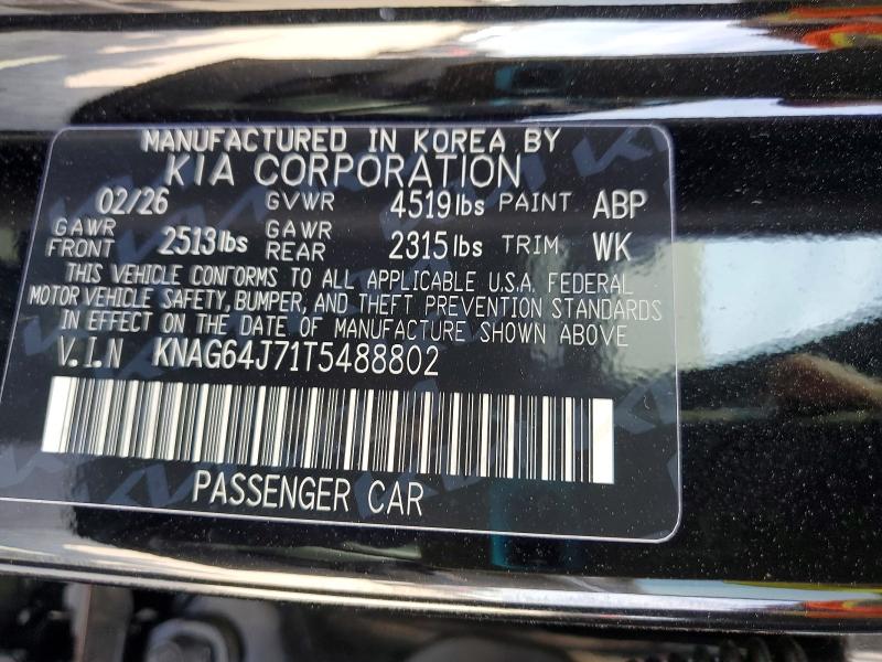 Aukcja sprzedaży 2026 Kia K5, vin: KNAG64J71T5488802, numer aukcji: 56061536