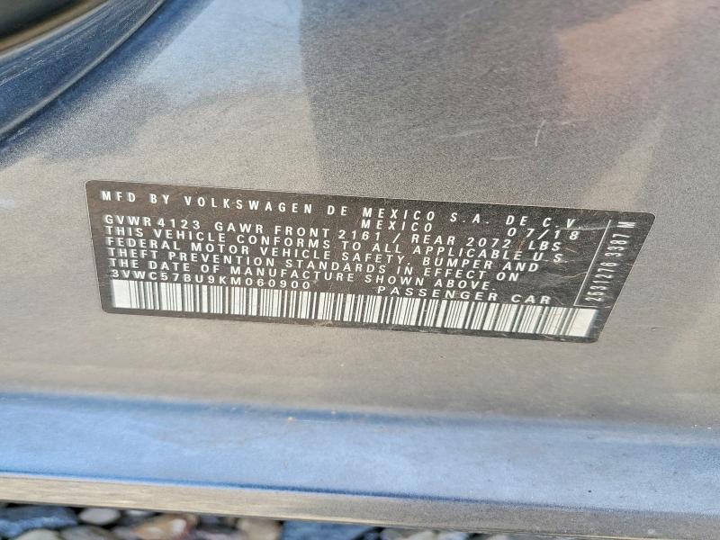 58996606 :رقم المزاد ، 3VWC57BU9KM060900 vin ، 2019 Volkswagen Jetta مزاد بيع