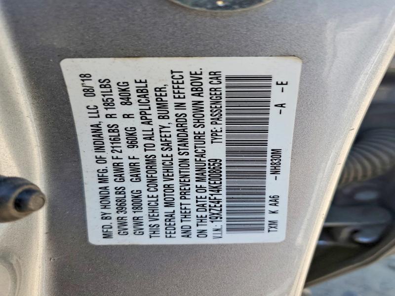 2019 Honda Insight მანქანა იყიდება აუქციონზე, vin: 19XZE4F14KE008659, აუქციონის ნომერი: 56037256