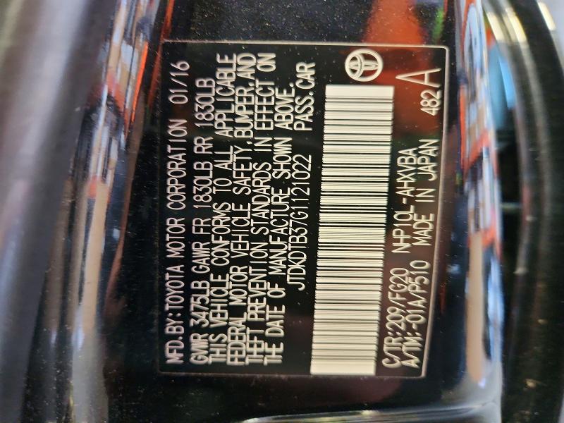 2016 Toyota Prius C მანქანა იყიდება აუქციონზე, vin: JTDKDTB37G1121022, აუქციონის ნომერი: 54282986