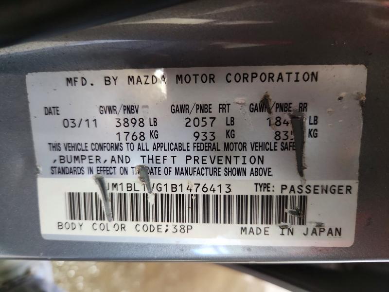 Aukcja sprzedaży 2011 Mazda 3, vin: JM1BL1VG1B1476413, numer aukcji: 56281326