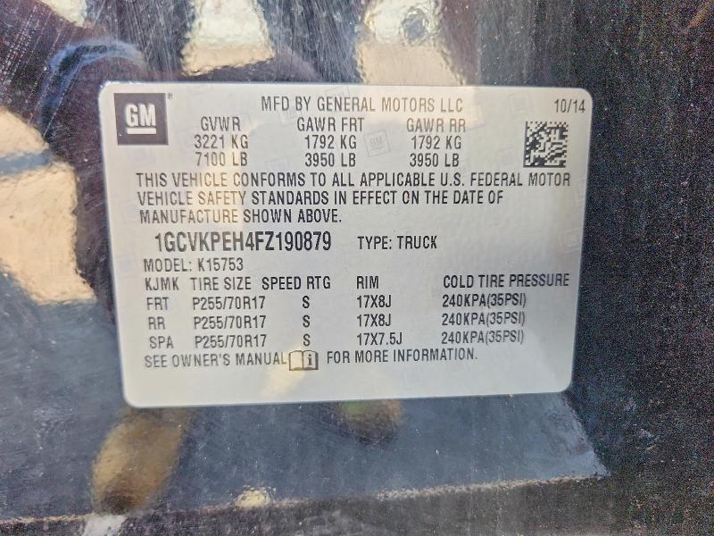 Продаж на аукціоні авто 2015 Chevrolet Silverado, vin: 1GCVKPEH4FZ190879, номер лоту: 58639776