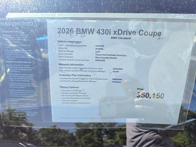 2026 Bmw 430xi მანქანა იყიდება აუქციონზე, vin: WBA63DA01TCU91170, აუქციონის ნომერი: 54858476