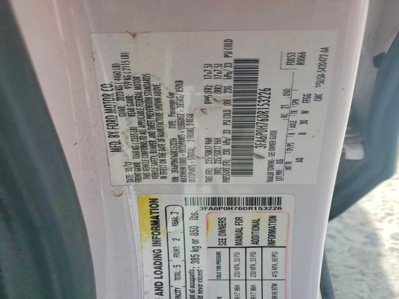 58020736 :رقم المزاد ، 3FA6P0H76DR153226 vin ، 2013 Ford Fusion مزاد بيع