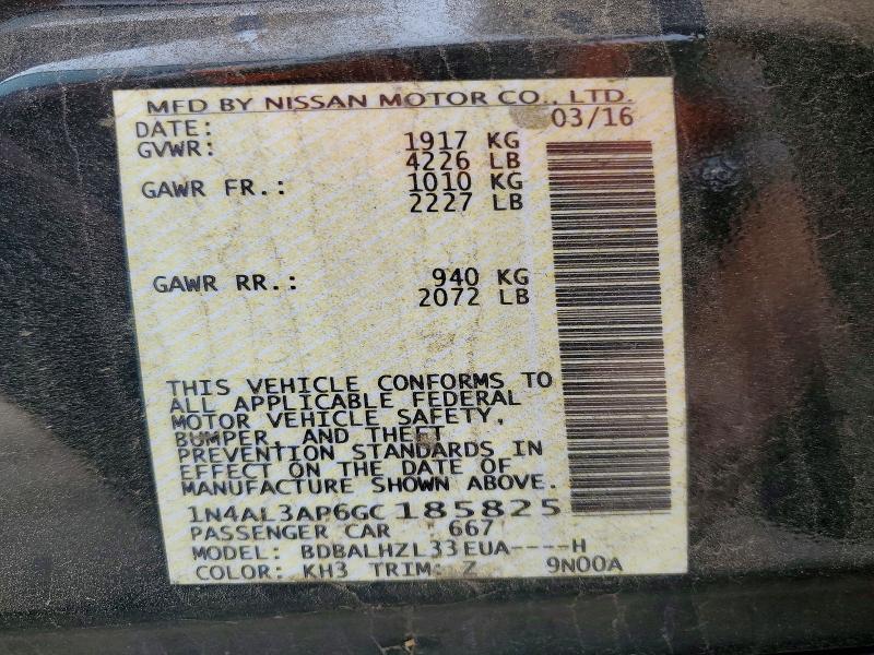57514156 :رقم المزاد ، 1N4AL3AP6GC185825 vin ، 2016 Nissan Altima مزاد بيع