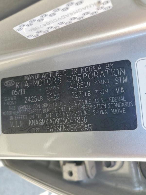 Продаж на аукціоні авто 2013 Kia Optima, vin: KNAGM4AD9D5047836, номер лоту: 56319156