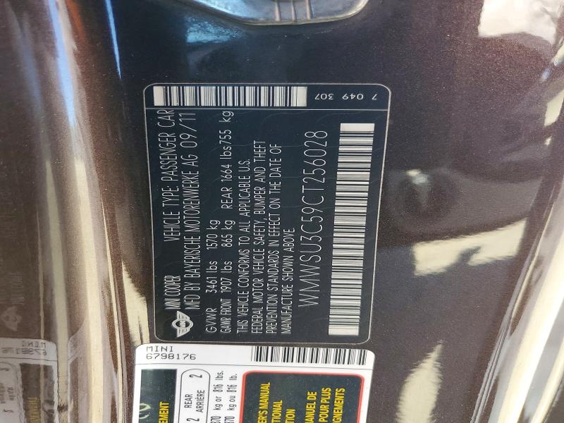 Aukcja sprzedaży 2012 Mini Cooper, vin: WMWSU3C59CT256028, numer aukcji: 58703946