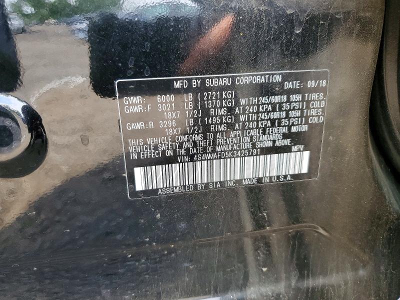 Продажа на аукционе авто 2019 Subaru Ascent, vin: 4S4WMAFD5K3425791, номер лота: 57648446