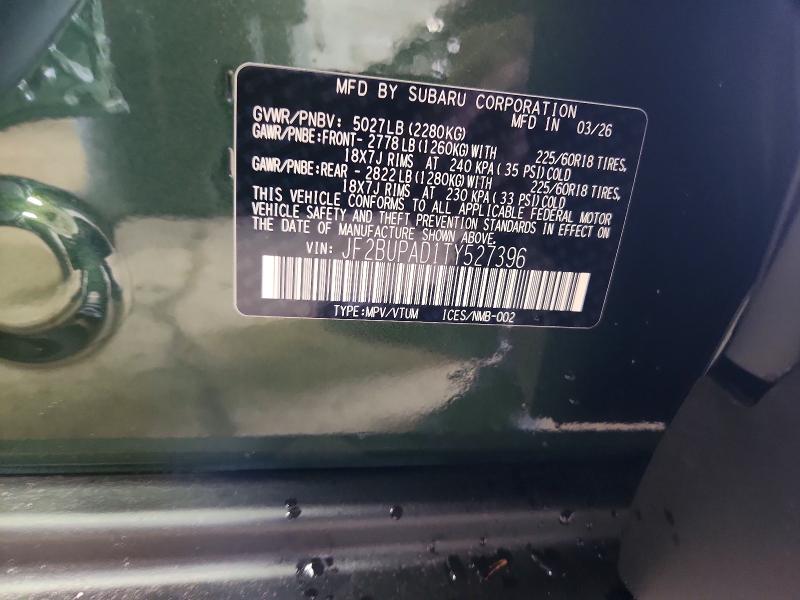2026 Subaru Outback მანქანა იყიდება აუქციონზე, vin: JF2BUPAD1TY527396, აუქციონის ნომერი: 56102696