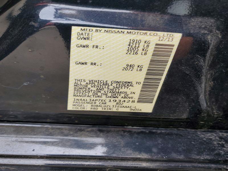 2014 Nissan Altima მანქანა იყიდება აუქციონზე, vin: 1N4AL3AP7EC193428, აუქციონის ნომერი: 57192896