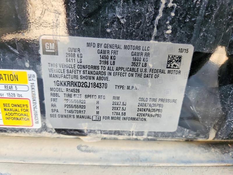 55625046 :رقم المزاد ، 1GKKRRKD2GJ184370 vin ، 2016 Gmc Acadia مزاد بيع