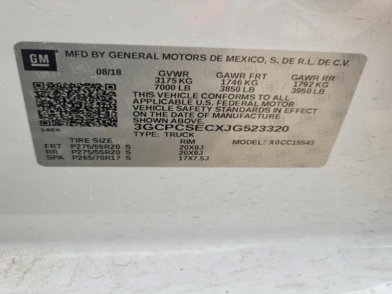 2018 Chevrolet Silverado მანქანა იყიდება აუქციონზე, vin: 3GCPCSECXJG523320, აუქციონის ნომერი: 55339746