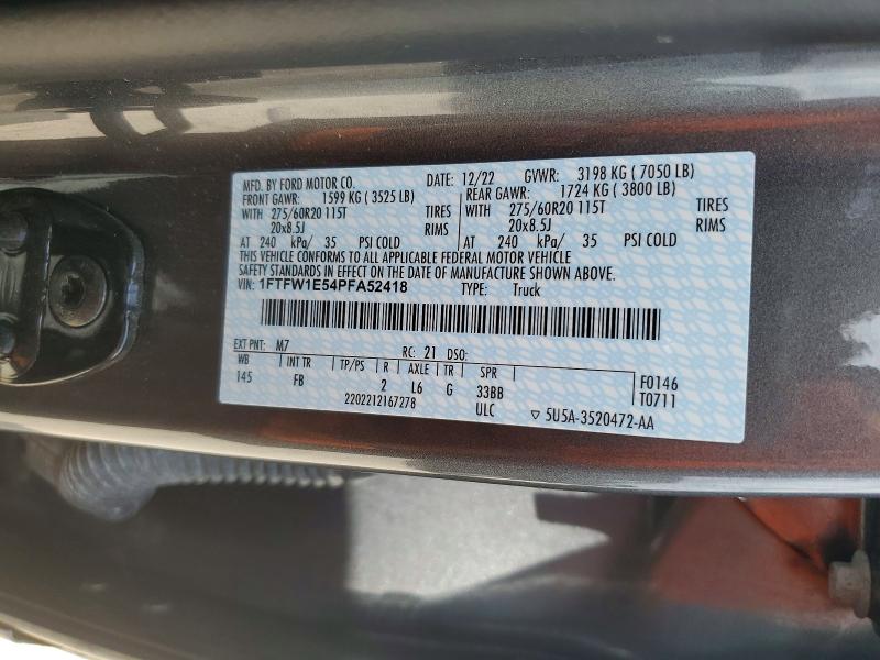 Продаж на аукціоні авто 2023 Ford F150, vin: 1FTFW1E54PFA52418, номер лоту: 54846736