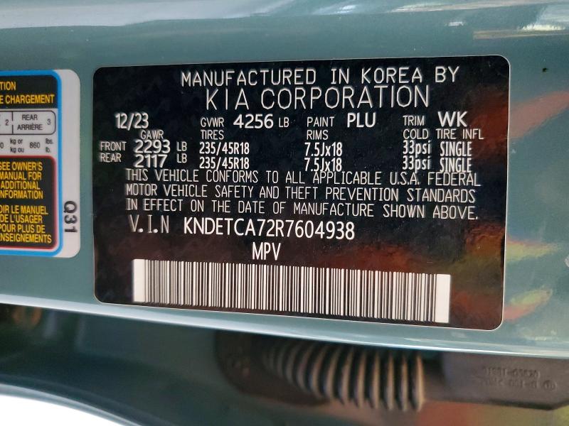 57743856 :رقم المزاد ، KNDETCA72R7604938 vin ، 2024 Kia Seltos مزاد بيع