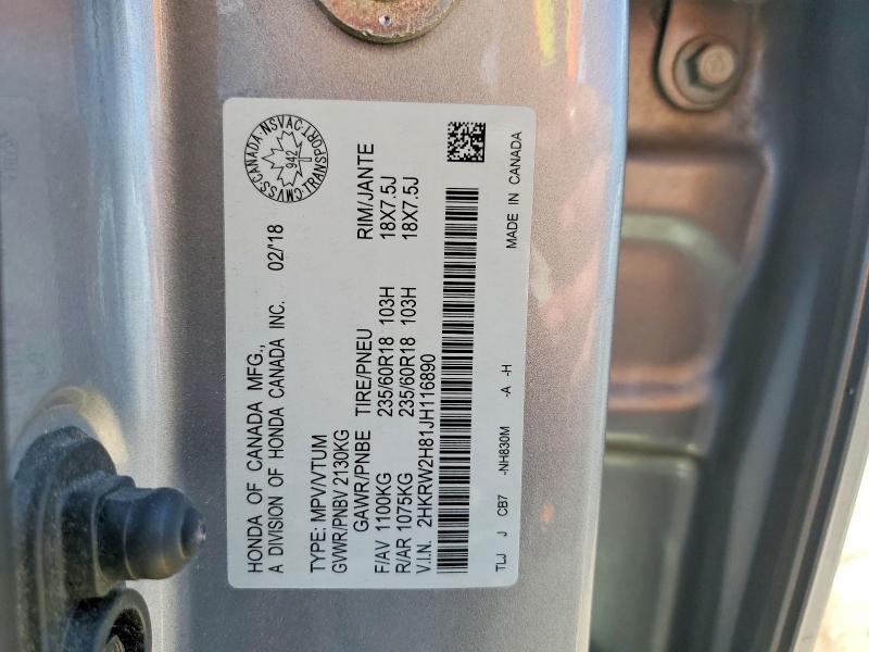 57725646 :رقم المزاد ، 2HKRW2H81JH116890 vin ، 2018 Honda Cr-v مزاد بيع