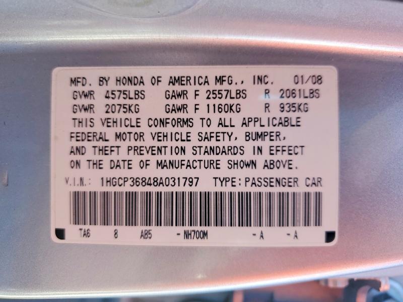Продажа на аукционе авто 2008 Honda Accord, vin: 1HGCP36848A031797, номер лота: 55746866