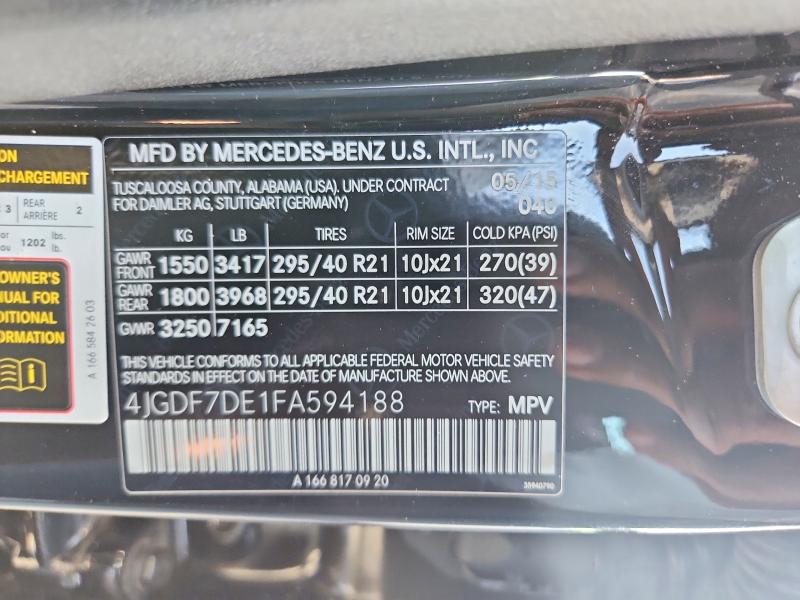 Продажа на аукционе авто 2015 Mercedes-benz Gl, vin: 4JGDF7DE1FA594188, номер лота: 57190606