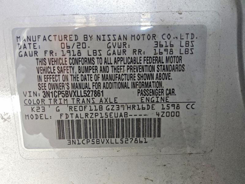 56855286 :رقم المزاد ، 3N1CP5BVXLL527861 vin ، 2020 Nissan Kicks مزاد بيع