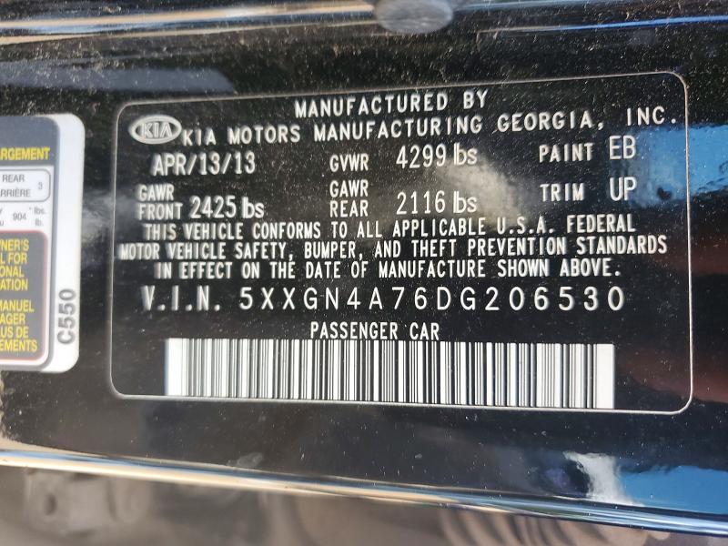 Aukcja sprzedaży 2013 Kia Optima, vin: 5XXGN4A76DG206530, numer aukcji: 57843636