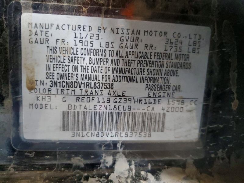56995206 :رقم المزاد ، 3N1CN8DV1RL837538 vin ، 2024 Nissan Versa مزاد بيع