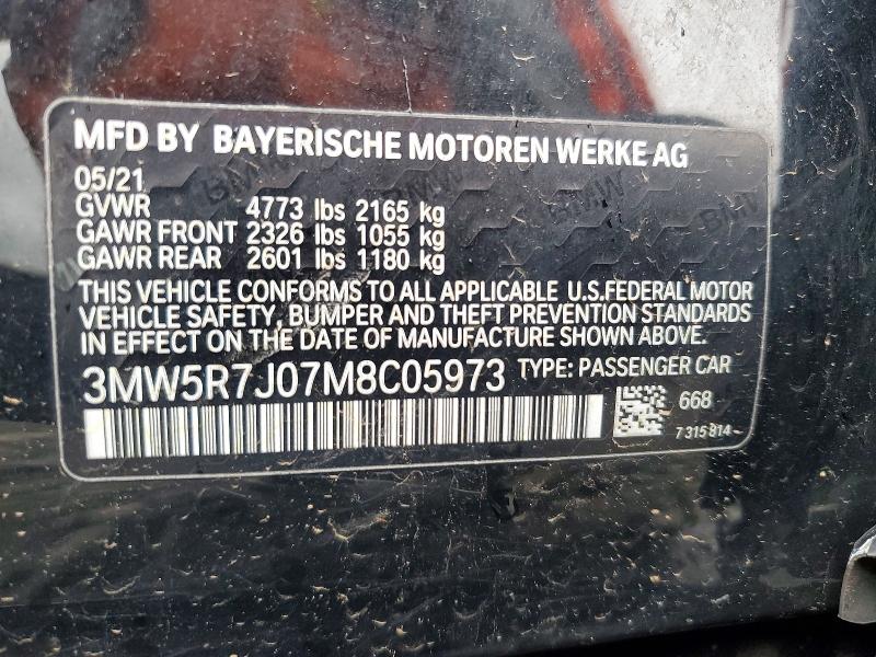 Продаж на аукціоні авто 2021 Bmw 330xi, vin: 3MW5R7J07M8C05973, номер лоту: 58504886