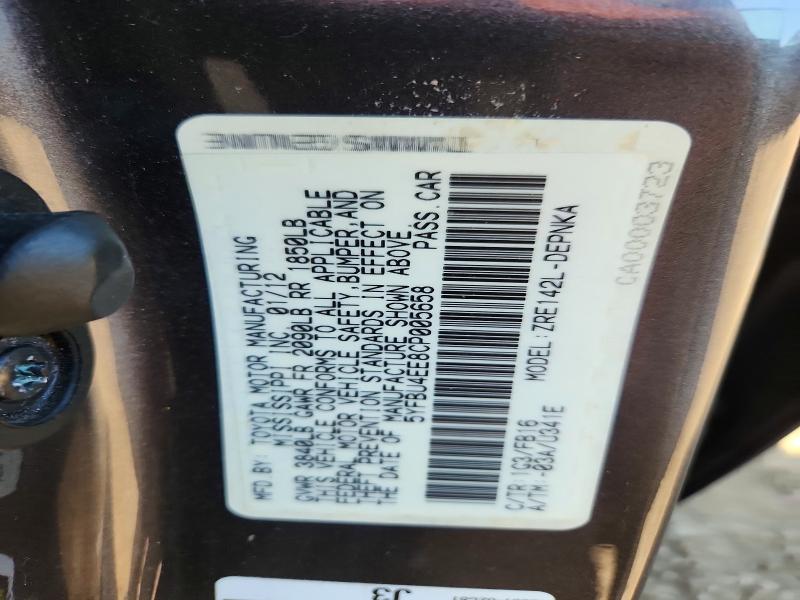 Продаж на аукціоні авто 2012 Toyota Corolla, vin: 5YFBU4EE8CP005658, номер лоту: 55789456