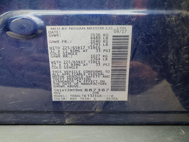 Продаж на аукціоні авто 2017 Nissan Rogue, vin: 5N1AT2MT9HC887387, номер лоту: 57013576