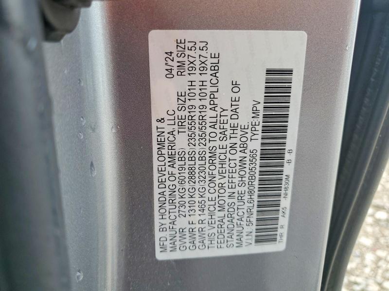 2024 Honda Odyssey მანქანა იყიდება აუქციონზე, vin: 5FNRL6H80RB053565, აუქციონის ნომერი: 56767406