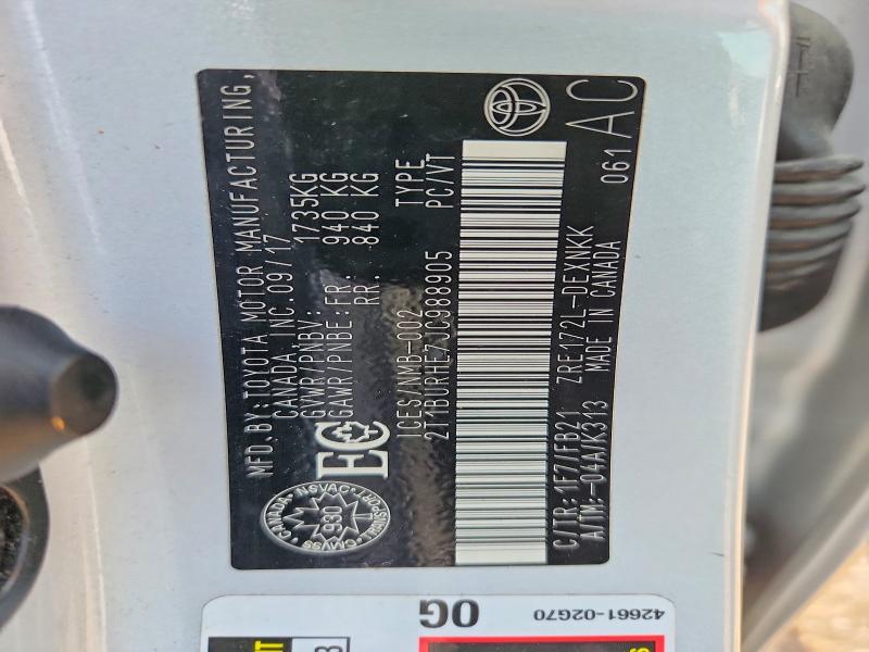 58014736 :رقم المزاد ، 2T1BURHE7JC988905 vin ، 2018 Toyota Corolla مزاد بيع