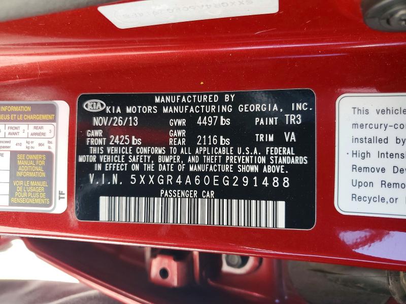Aukcja sprzedaży 2014 Kia Optima, vin: 5XXGR4A60EG291488, numer aukcji: 55409196
