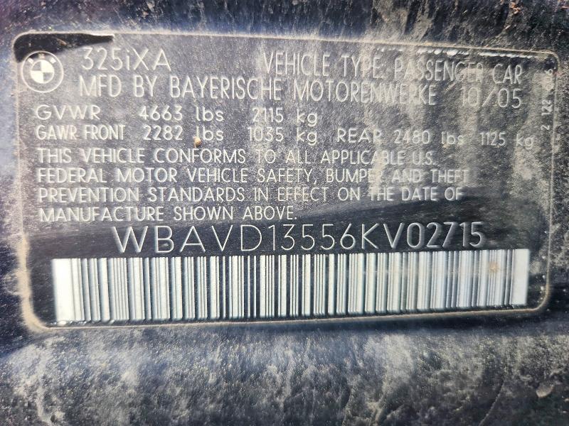 2006 Bmw 325 მანქანა იყიდება აუქციონზე, vin: WBAVD13556KV02715, აუქციონის ნომერი: 57719266