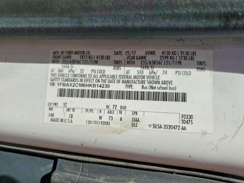 Продажа на аукционе авто 2017 Ford Transit, vin: 1FBAX2CM6HKB14230, номер лота: 55680366
