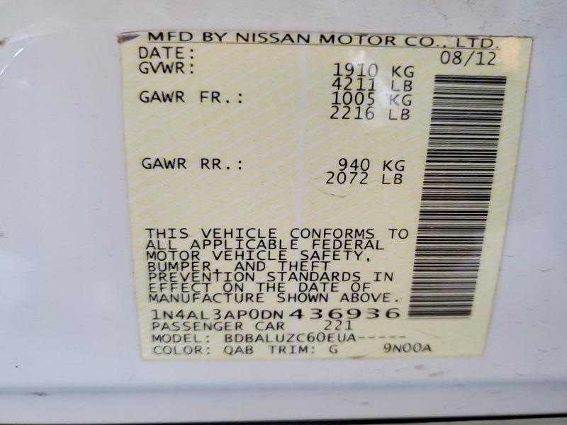 2013 Nissan Altima მანქანა იყიდება აუქციონზე, vin: 1N4AL3AP0DN436936, აუქციონის ნომერი: 58455926