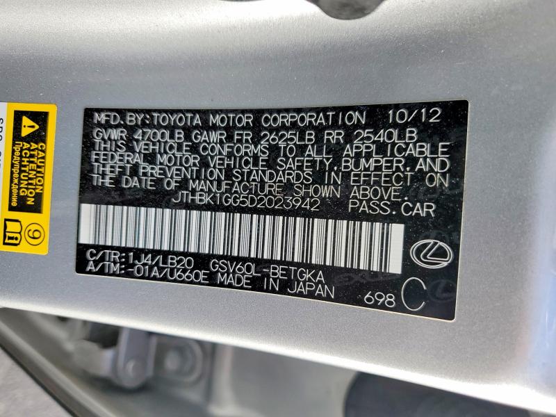 Aukcja sprzedaży 2013 Lexus Es, vin: JTHBK1GG5D2023942, numer aukcji: 58417426