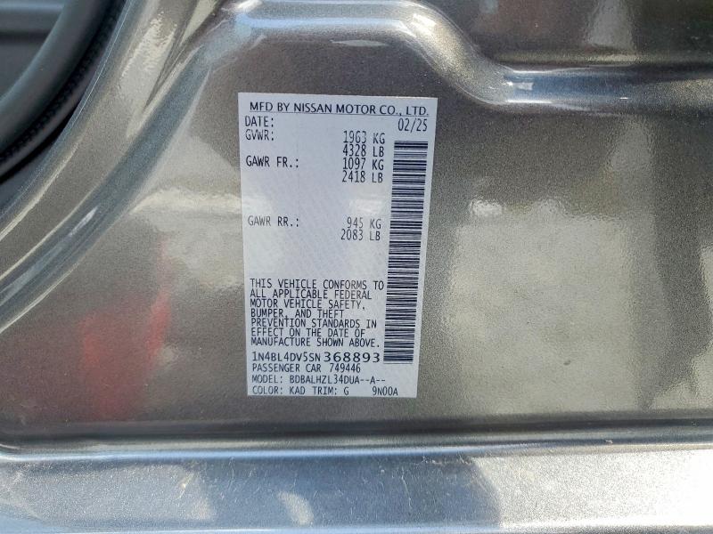 Продаж на аукціоні авто 2025 Nissan Altima, vin: 1N4BL4DV5SN368893, номер лоту: 56357706